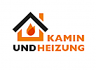 Haus, Feuer, Heizung, Kamin, Klempner, Logo