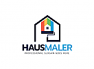 , , Zeichen, Signet, Logo, Maler, Farbrolle, Haus, bunt, Logo