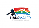 , Zeichen, Signet, Logo, Maler, Haus, bunt, Farbrolle, Dach  Logo