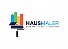 , Zeichen, Signet, Logo, Maler, Farbrolle, Haus, Dach, bunt, Logo