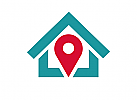 Haus, Pin, Finder, Immobilien, Logo