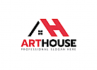 , zweifarbig, A und H Haus Logo, Dach, Heim, Dachdecker, Haus, Handwerk, Bau, Logo