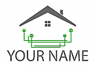 Stromleitung, Haus, Strom Stecker und Steckdose, Elektriker Logo
