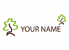 Zwei Bume, Pflanzen gezeichnet Logo