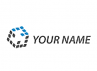 Wrfel aus Rechtecken in blau und grau Logo