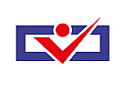 Mensch, Checkmark, abstrakt, eckig, Logo
